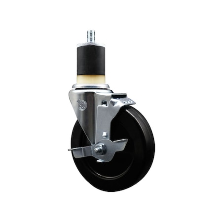 Service Caster 5'' Hard Rubber Swivel 1-7/8'' Expanding Stem Caster with Brake SCC-EX20S514-HRS-TLB-178